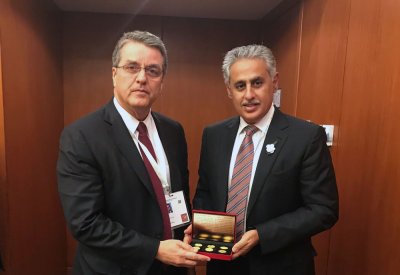 وزير الصناعة والتجارة والسياحة يجتمع بمدير عام منظمة التجارة العالمية