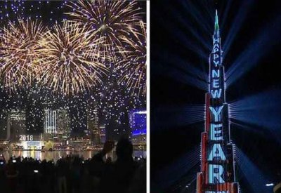 بالليزر والألعاب النارية.. دبي وأبوظبي تستقبلان 2018
