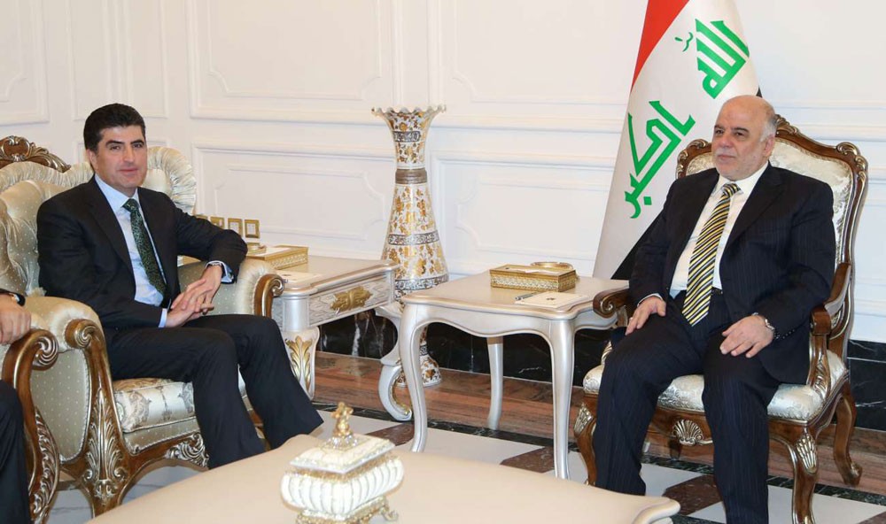 أول لقاء بين العبادي وبرزاني بعد أزمة الاستفتاء