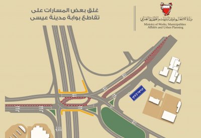 "الأشغال": غلق مسارات تقاطع مدينة عيسى يخفف الازدحام المروري بنسبة 20%