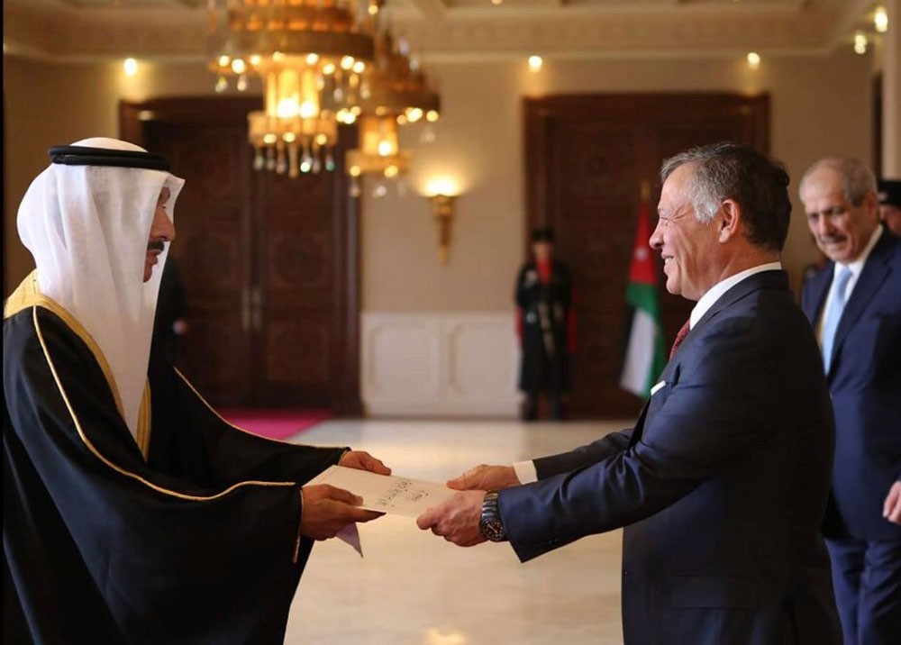 ملك الاردن يتسلم أوراق اعتماد سفير البحرين في عَمَّان‎