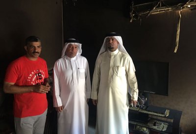 العضو البلدي يعاين حريق بيت منطقة اللوزي
