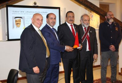 د.خالد بن خليفة يتسلم جائزة "البحر المتوسط للثقافة والسلام" لعام 2018 بإيطاليا