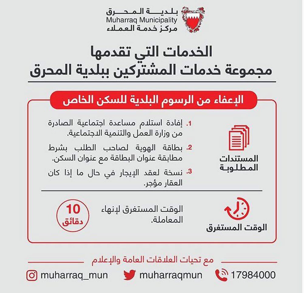 بلدية المحرق: البدء بنشر الإجراءات البلدية المتعلقة بخدمة العملاء 