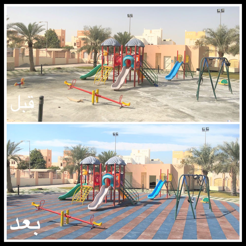 بلدية "الجنوبية" تركب أرضيات مطاطية للأطفال في حديقة "النرجس"