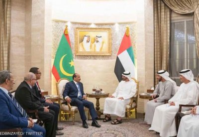  محمد بن زايد يستقبل الرئيس الموريتاني