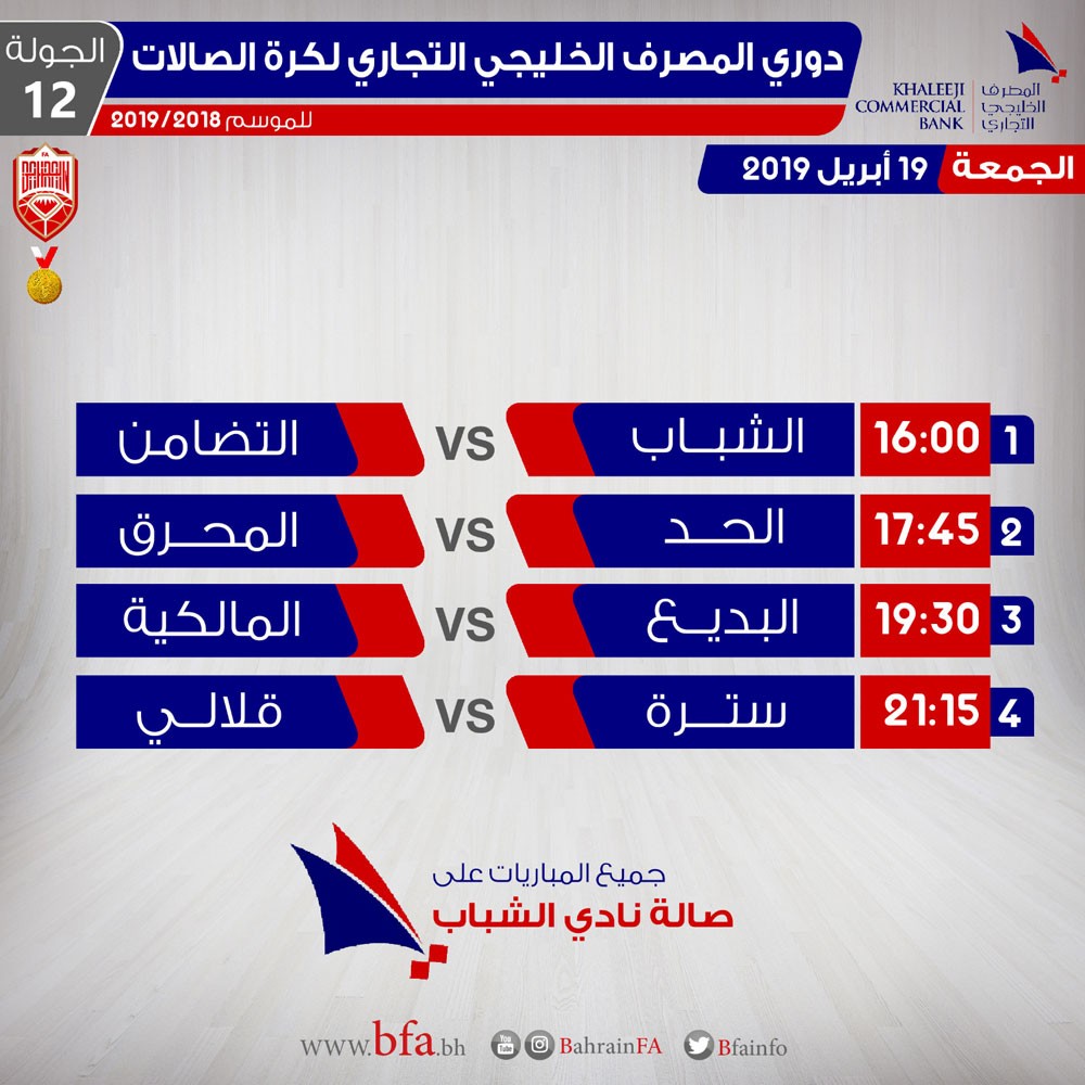 الجولة 12 لدوري المصرف الخليجي التجاري لكرة الصالات