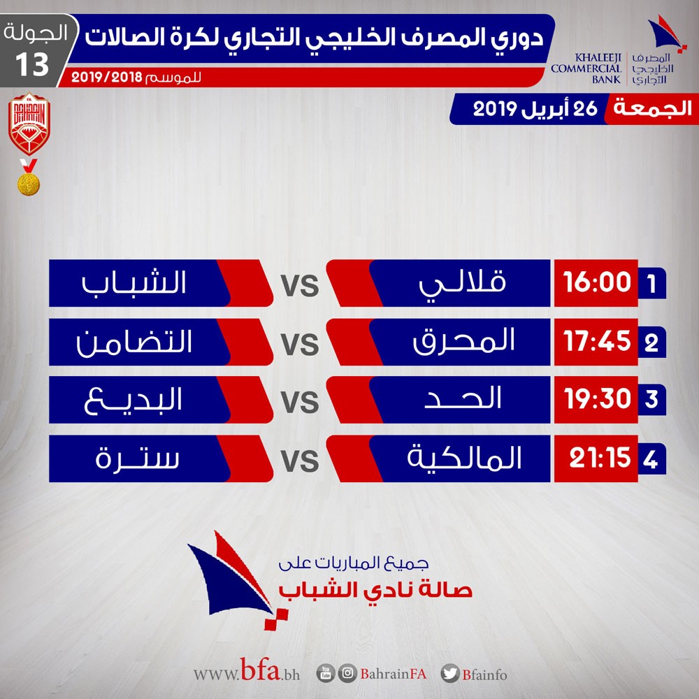 الجولة 13 لدوري المصرف الخليجي التجاري لكرة الصالات