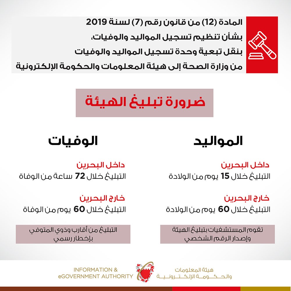 هيئة "المعلومات" تستقبل طلبات تسجيل المواليد والوفيات اعتباراً من 1 سبتمبر