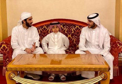 محمد بن راشد يودع الشيخ ماجد المعلا