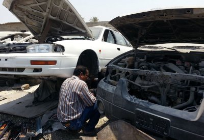 بالصور: أفاعي وعقارب ووحشة بمقبرة السيارات في عسكر