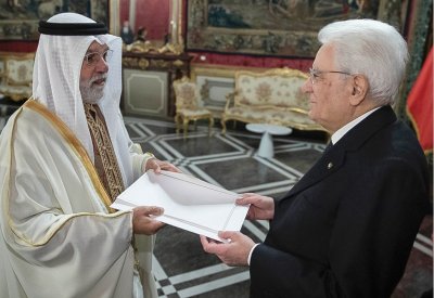 رئيس الجمهورية الإيطالية يتسلم أوراق إعتماد سفير البحرين لدى إيطاليا