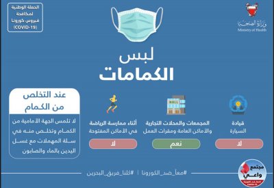 الصحة توضح.. لا إلزام للبس الكمام في السيارة أو في الأماكن المفتوحة
