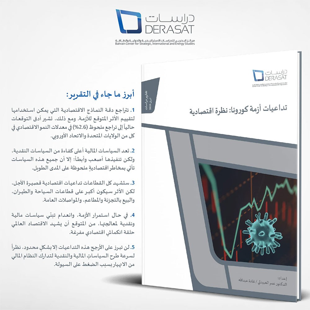 مركز دراسات يصدر تقريرا بعنوان (تداعيات أزمة الكورونا: نظرة اقتصادية)