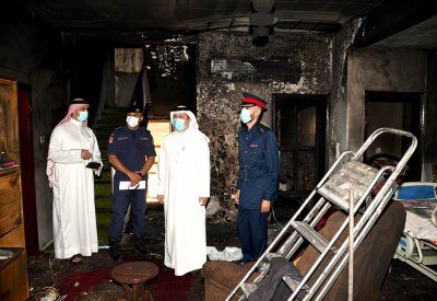 محافظة المحرق تتابع حادث الحريق وتقدم خدماتها للمتضررين