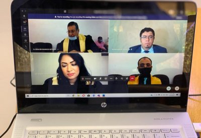 شذى وسكينة ومريم وشيماء وفوزية يناقشن أطروحاتهن لماجستير الاعلام عن بُعد