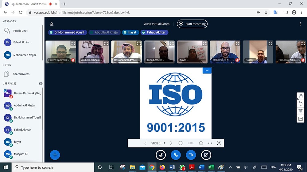 إنجاز جديد لجامعة العلوم التطبيقية بتجديد حصولها على شهادة الآيزو 9001:2015 في العمل الإداري