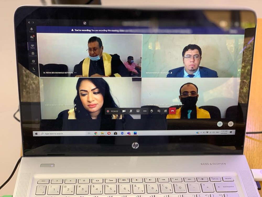 شذى وسكينة ومريم وشيماء وفوزية يناقشن أطروحاتهن لماجستير الاعلام عن بُعد