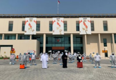 حمله تعقيم لمبنى بلديه المحرق تزامنا مع اليوم العالمي للسكان