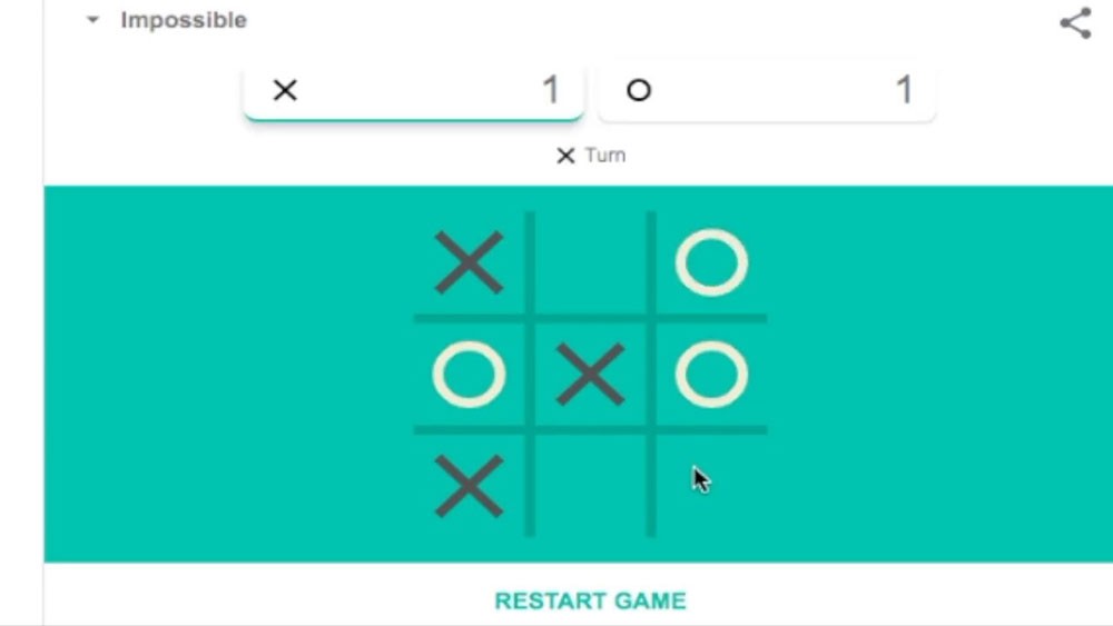 العب «Tic-Tac-Toe» مع غوغل