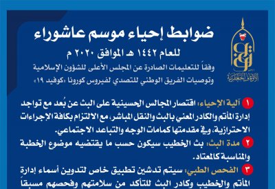 الأوقاف الجعفرية تحدد 9 ضوابط لإحياء موسم عاشوراء لعام 1442 هـ