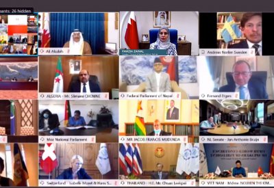 رئيسا مجلسي الشورى والنواب يشاركان في أعمال المؤتمر العالمي لرؤساء البرلمانات عن بُعد