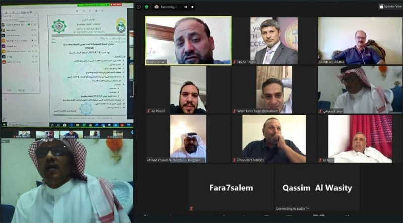رئيس اتحاد الكيك بوكسينغ يشارك في اجتماع المكتب التنفيذي للاتحاد العربي عبر تقنية الاتصال المرئي