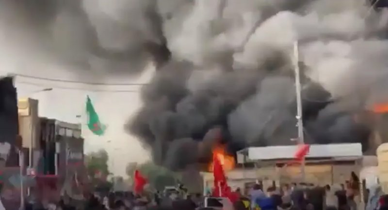 حرق مقر فضائية عراقية بثت أغاني ليلة عاشوراء