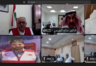 الهلال الأحمر البحريني يشارك في اجتماع تقييم الوضع الإنساني في بيروت