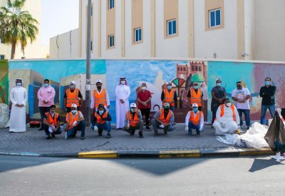 بالصور: أمانة العاصمة تدشن اكبر جدارية وطنية في المنامة