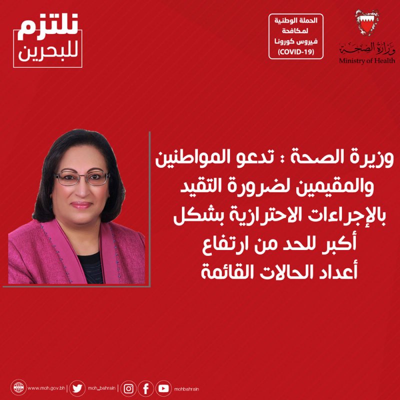 للحد من ارتفاع أعداد الحالات القائمة.. وزيرة الصحة تدعو الجميع لضرورة التقيد بالإجراءات الاحترازية