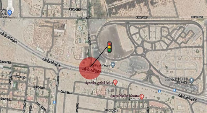 "شؤون الأشغال": إشارة ضوئية جديدة على شارع الشيخ زايد بتقاطعه مع طريق 3029