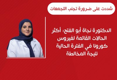 الدكتورة نجاة أبو الفتح: أكثر الحالات القائمة لفيروس كورونا في الفترة الحالية نتيجة المخالطة