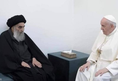 بالصور: السيستاني يلتقي البابا فرنسيس في النجف