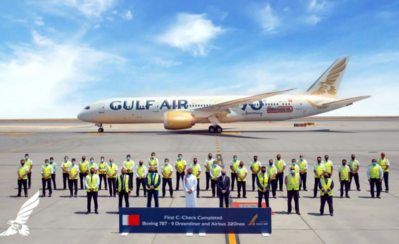 طيران الخليج تقوم بأول عملية صيانة لطائراتها البوينج 9-787 دريملاينر والإيرباص A320 نيو