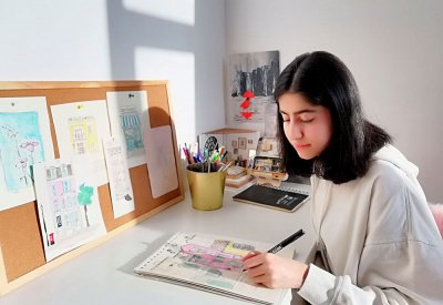 آمنة التميمي: أحلم بأن أصبح رسامة عالمية لتشريف وطني الغالي