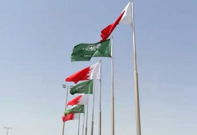 أبناء البحرين ينصبون الأعلام الوطنية في الشوارع