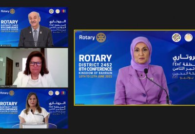"الأعلى للمرأة" يستعرض مسيرة تطور المشاركة الاقتصادية للمرأة البحرينية أمام مؤتمر الروتاري