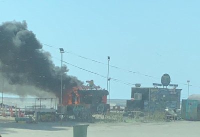 بالصورة: حريق في عربة طعام بالساية