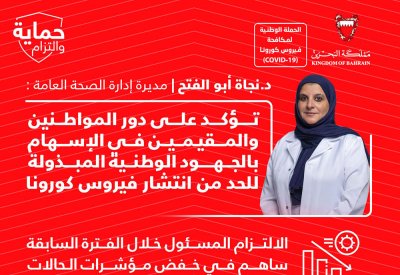 مديرة الصحة العامة تؤكد على دور المواطنين والمقيمين في الإسهام بلحد من انتشار كورونا
