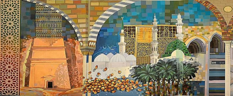 تجسيد رحلة الحج في لوحة جدارية
