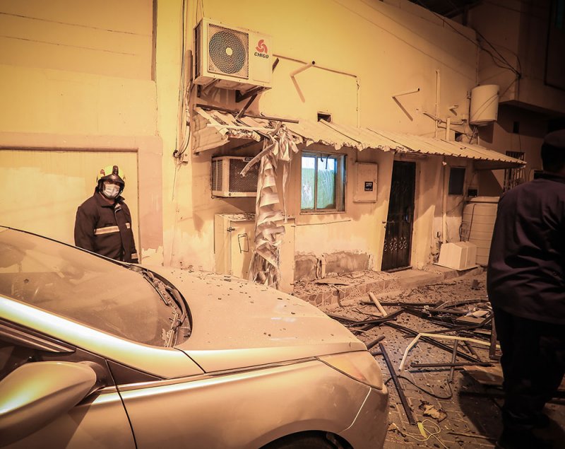 بالصور: إصابات وأضرار مادية جسيمة بإنفجار منزل في الديه