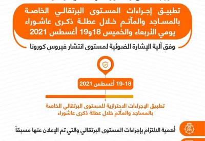 وزارة العدل: تطبيق إجراءات المستوى البرتقالي الخاصة بالمساجد والمآتم خلال عطلة عاشوراء