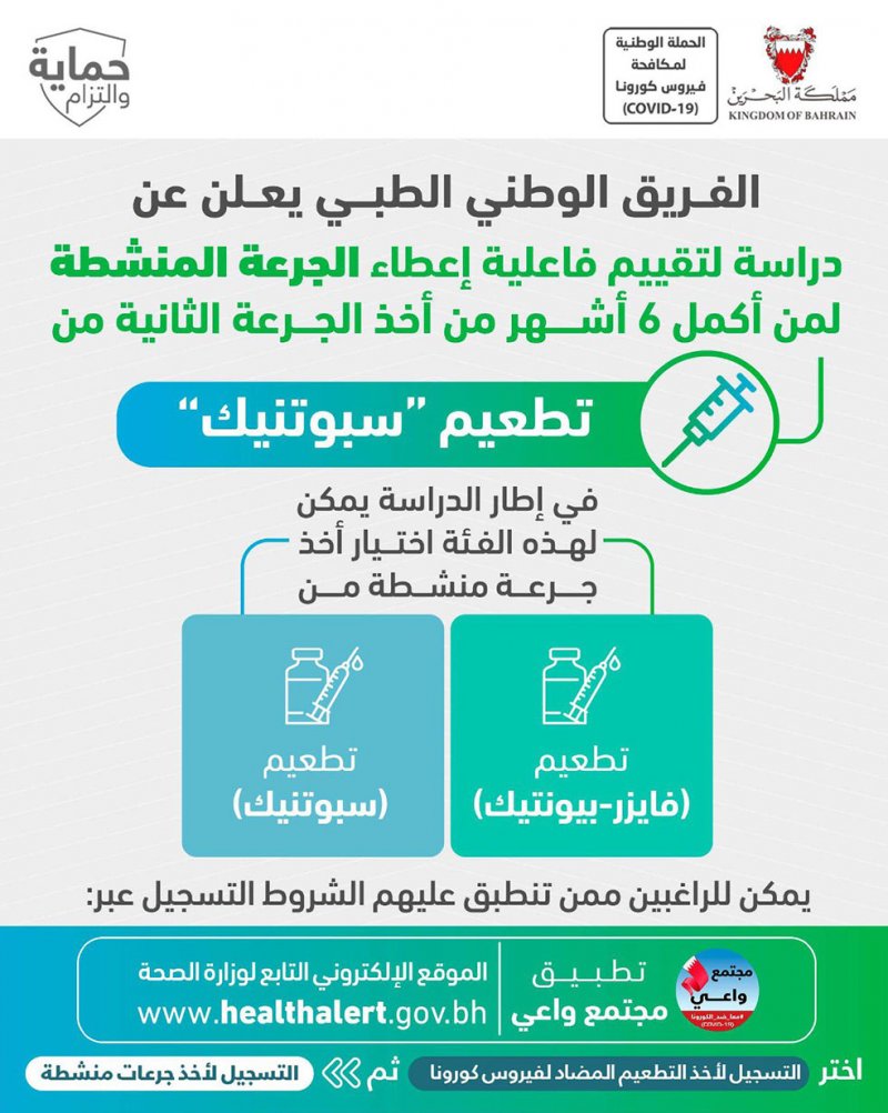 جرعة منشطة لتطعيم (سبوتنيك) بعد 6 أشهر