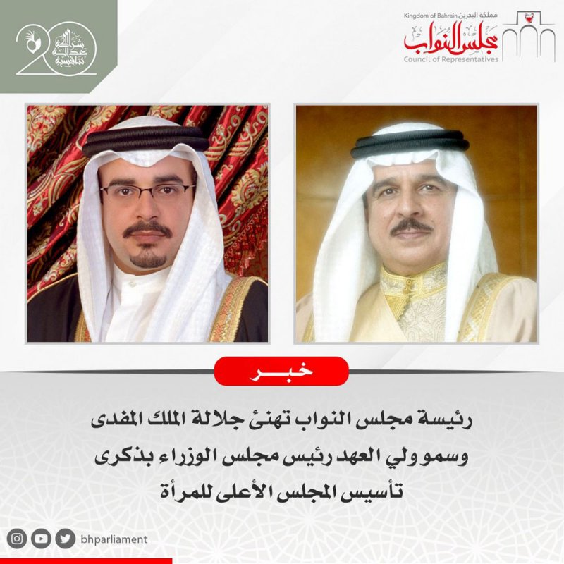 رئيسة مجلس النواب تهنئ جلالة الملك المفدى وسمو ولي العهد رئيس مجلس الوزراء بذكرى تأسيس المجلس الأعلى للمرأة