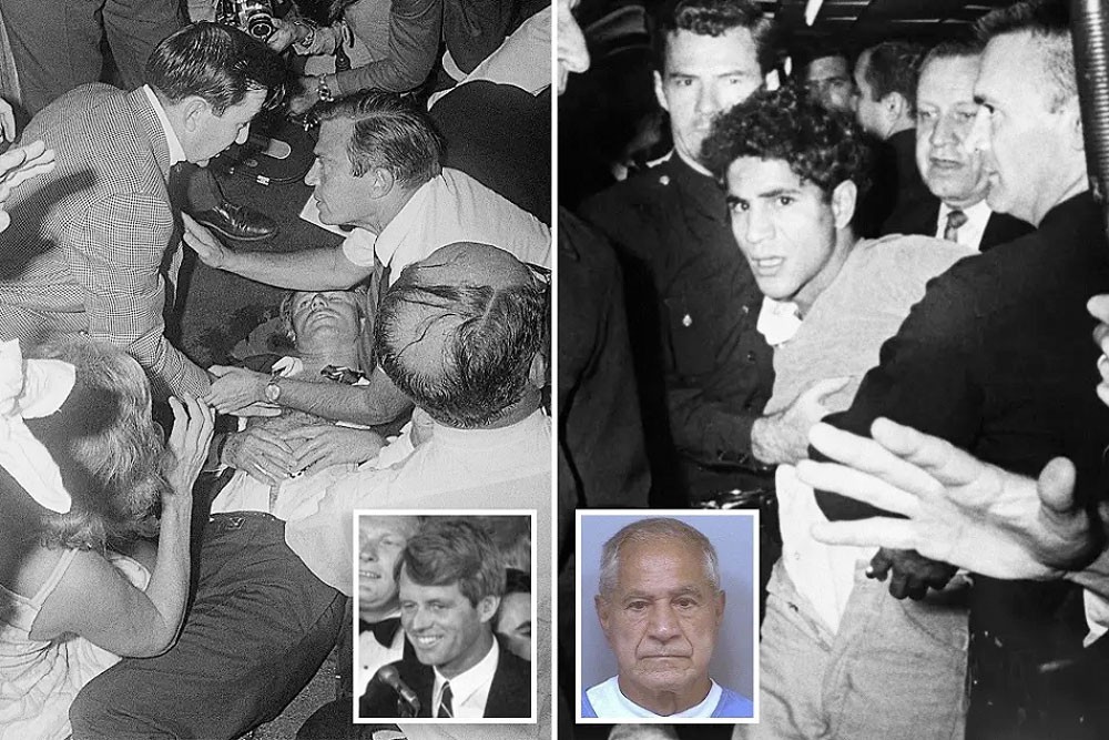  سرحان لحظة القبض عليه في وقت كان السيناتور مستلقيا على ظهره ينازع من أثر الرصاص عليه 