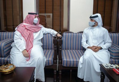 ناصر بن حمد يستقبل الأمير تركي بن محمد