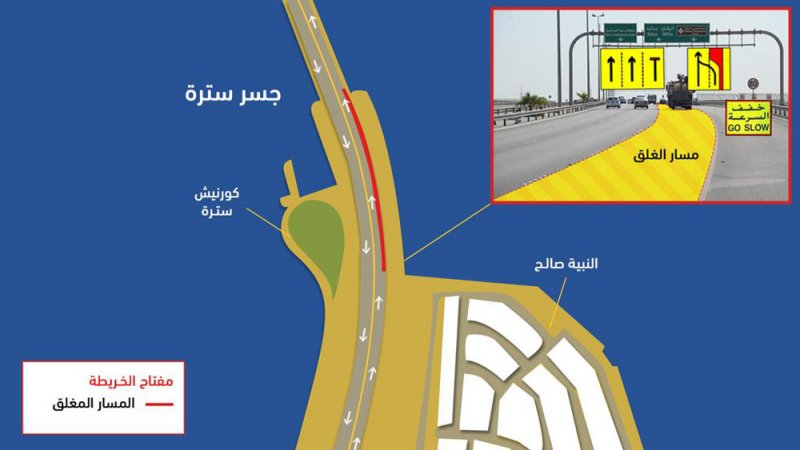 لأعمال صيانة فواصل الجسر.. غلق المسار الأيمن جنوباً باتجاه سترة