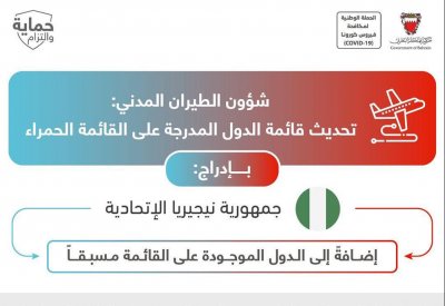 شؤون الطيران المدني: إدراج جمهورية نيجيريا لقائمة الدول الحمراء