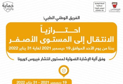 احترازياً الانتقال للمستوى الأصفر بدءًا من 19 ديسمبر
